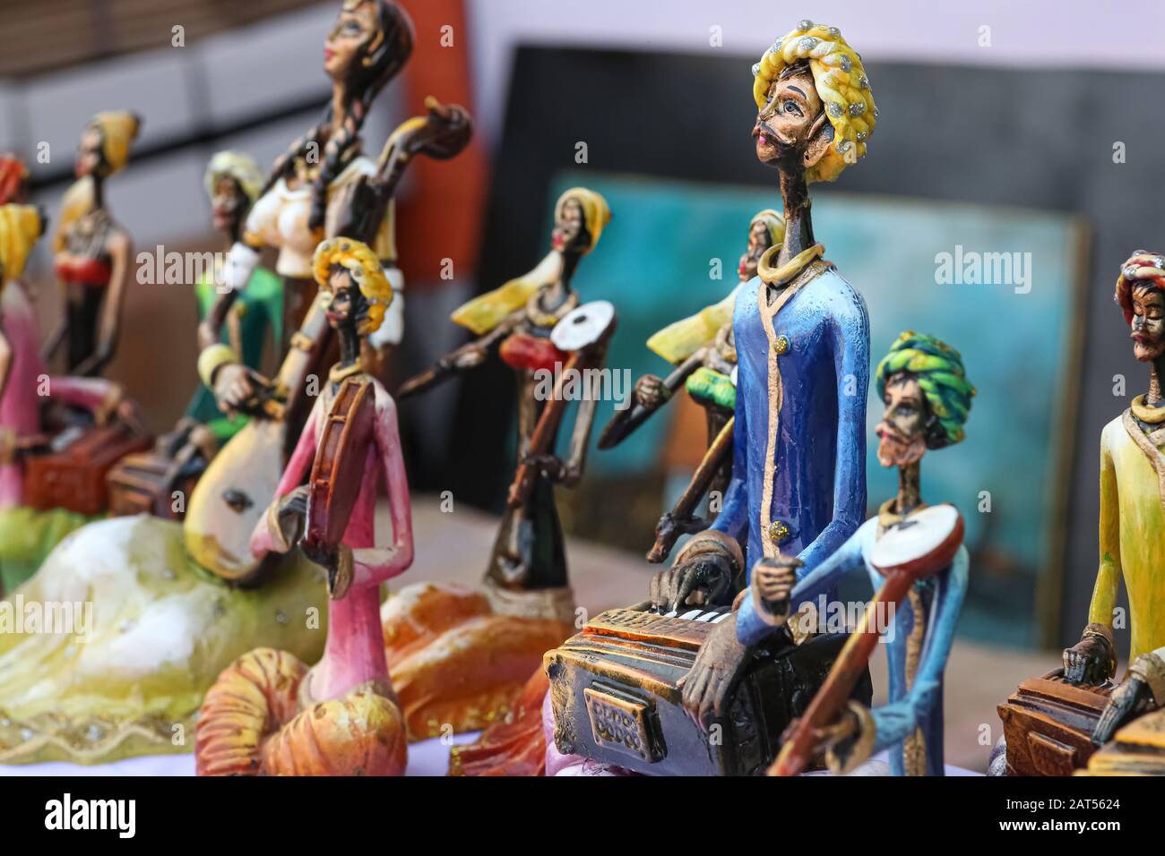 Handmade models used as home decorative items on display for sale at a