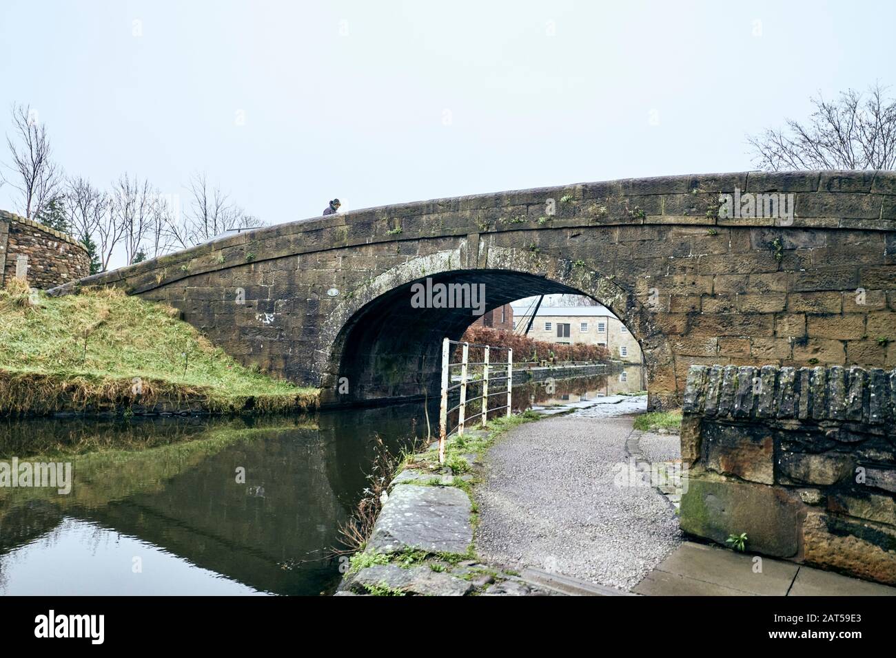 Bridge number 98 on the Lancaster canal in winter Stock Photo