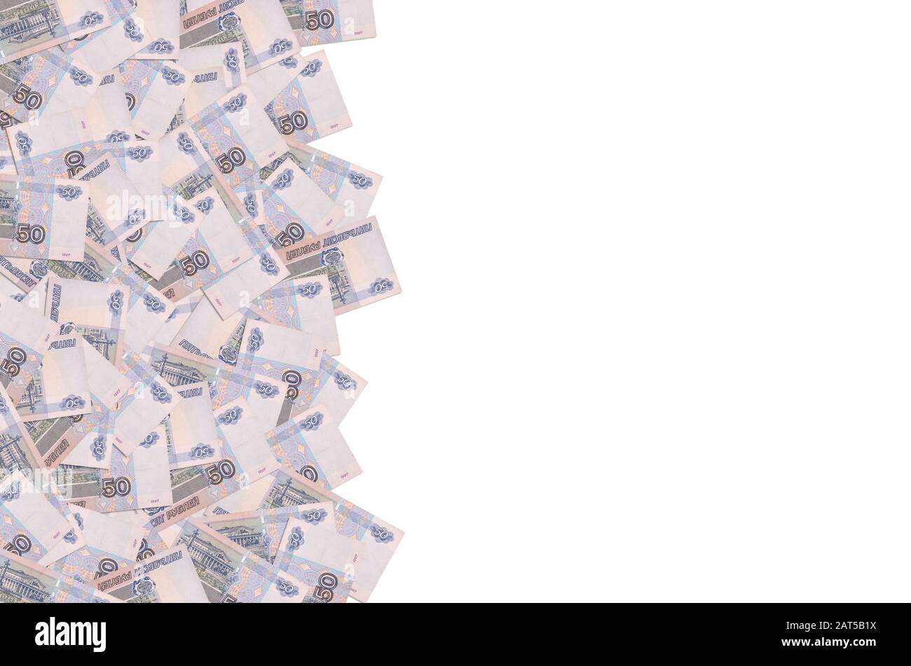 Russian 50 rubles banknote closeup macro pattern. Russia fifty rouble ...