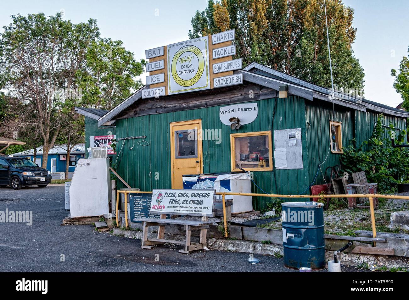 The historic Wally's Dock Service store at the Port of Little Current