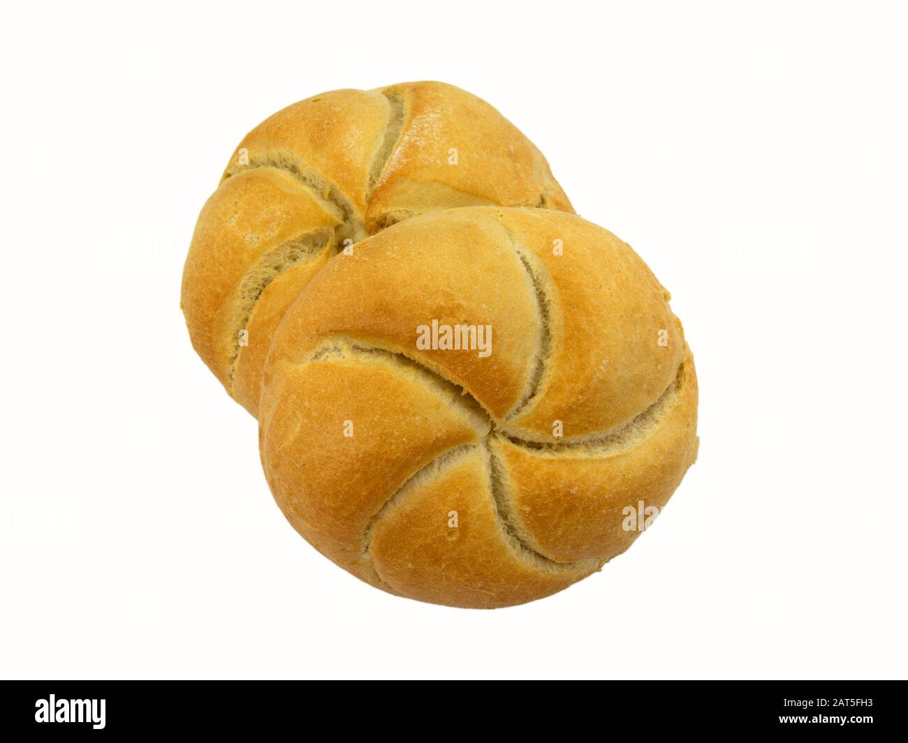 Wheat buns isolated against a white background Stock Photo