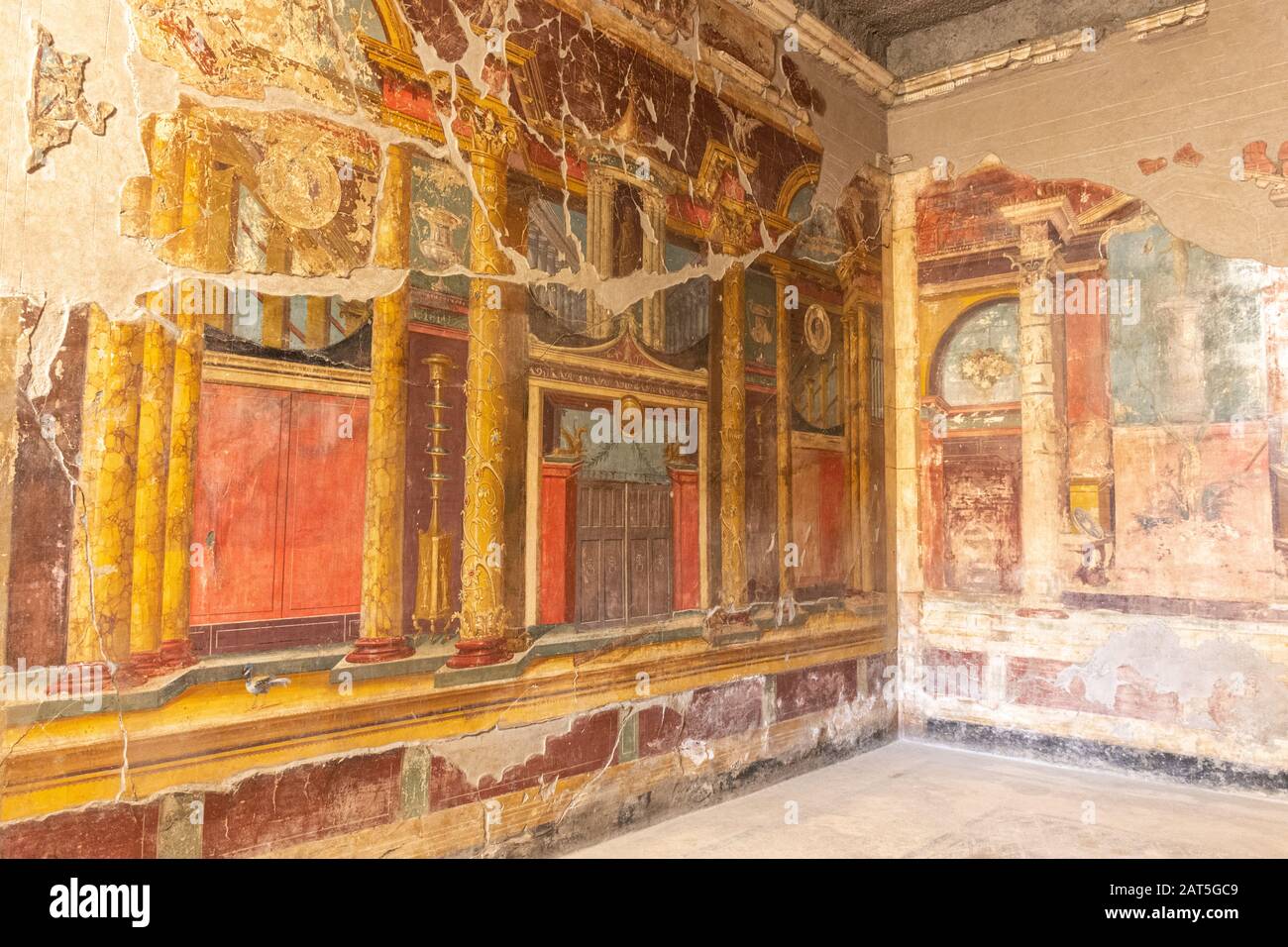 Italy, Naples, Oplontis, frescoes and mosaic in the archaeological area of the villa of Poppea in Torre Annunziata Stock Photo