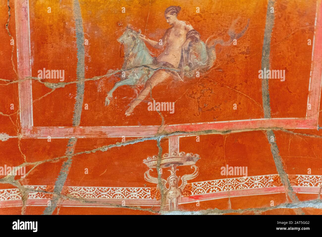 Italy, Naples, Oplontis, frescoes and mosaic in the archaeological area of the villa of Poppea in Torre Annunziata Stock Photo
