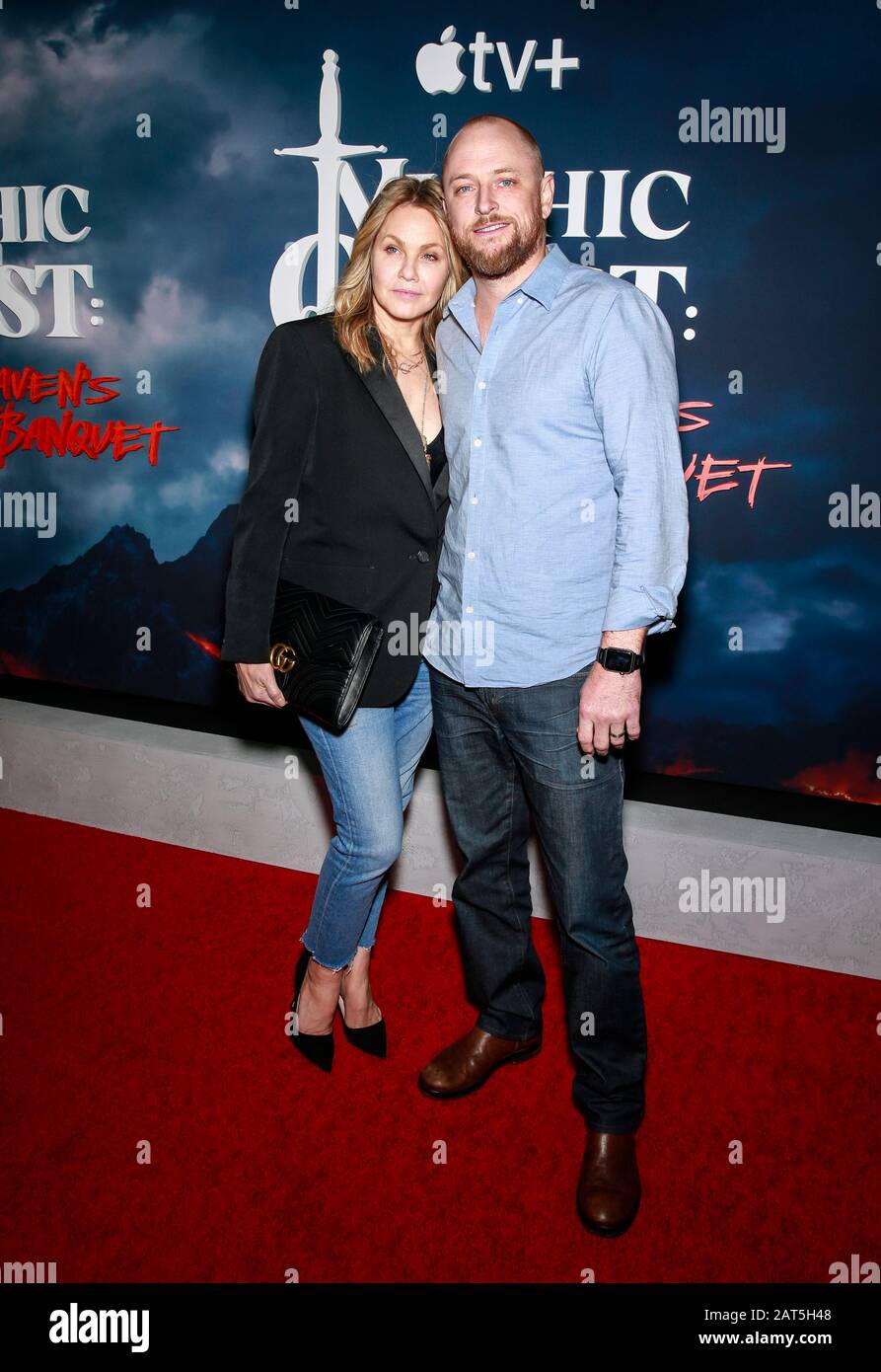 Los Angeles, CA - January 29, 2020: Andrea Roth and Todd Biermann attends the premiere of Apple TV+'s 'Mythic Quest: Raven's Banquet' at Cinerama Dome Stock Photo