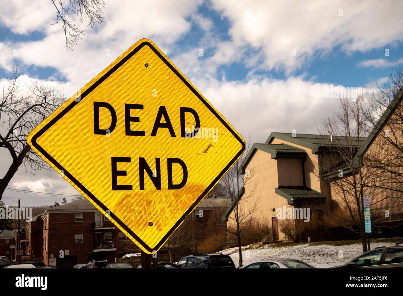 Street sign dead end in suburban street corner Stock Photo Alamy