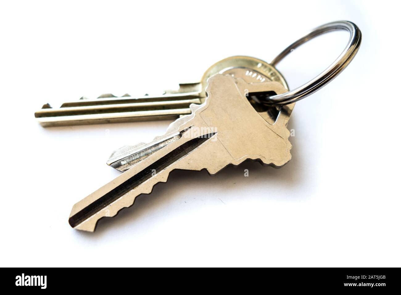 steel key ring with a set of keys Stock Photo