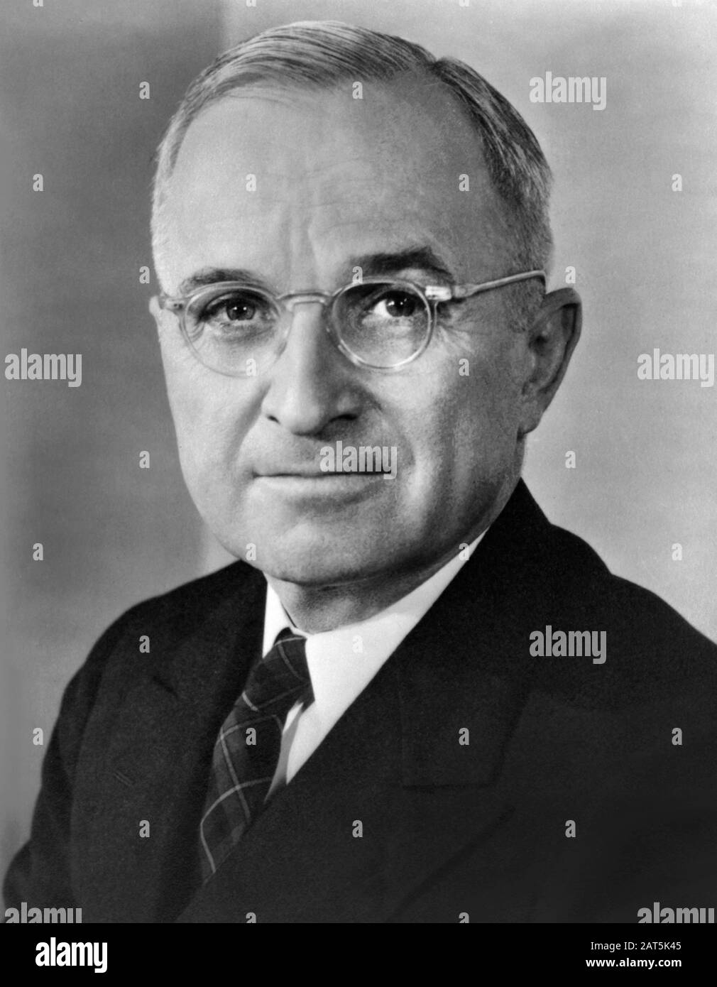 Harry S. Truman (1884-1972), 33rd President of the United States, 1945-1953, Head and Shoulders Portrait, 1945 Stock Photo