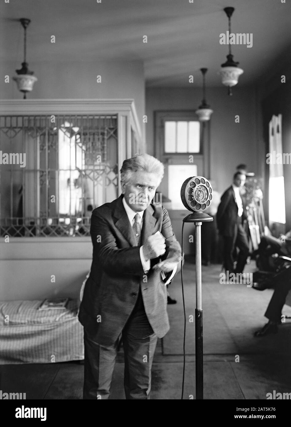 U.S. Senator Robert M. La Follette conducting First Radio Campaign