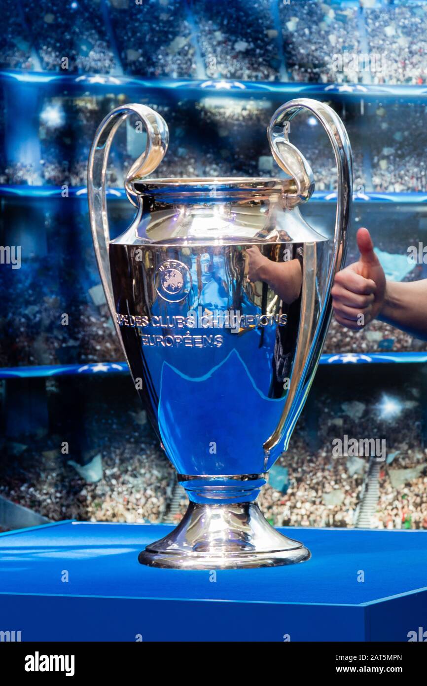 Bratislava, Slovakia - April 20, 2018: UEFA Champions League Cup Trophy on  Bratislava IFA international exhibition stand Stock Photo - Alamy