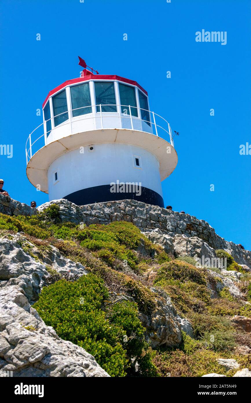 The old lighthouse at Cape Point, Cape of Good Hope,  Cape Point National Park part of Table Mountain National Park, South Africa Stock Photo