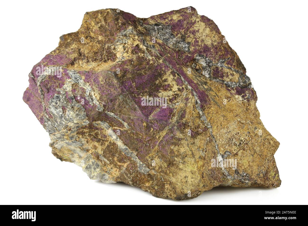 purpurite from Usakos, Namibia isolated on white background Stock Photo