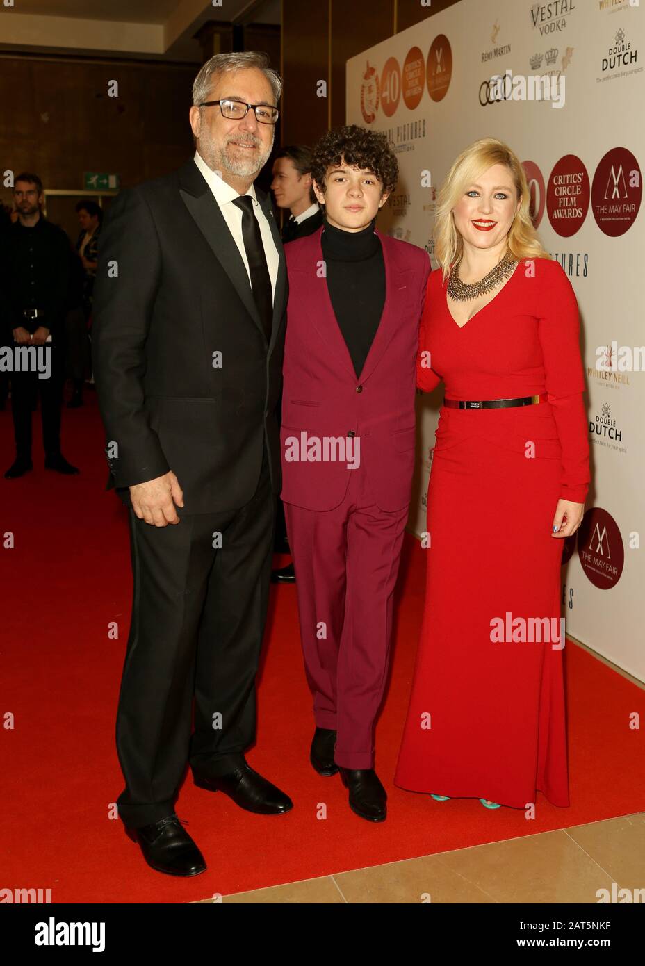 Left to right) Rich Cline, Anna Smith and Dexter Fletcher attending the  40th London Critic's Circle Film Awards at the May Fair Hotel in London  Stock Photo - Alamy