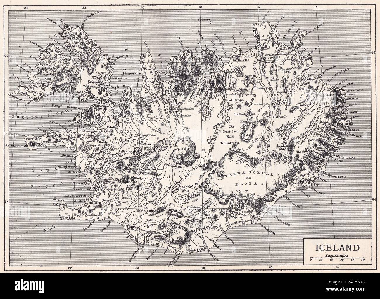 Vintage map of Iceland Stock Photo - Alamy