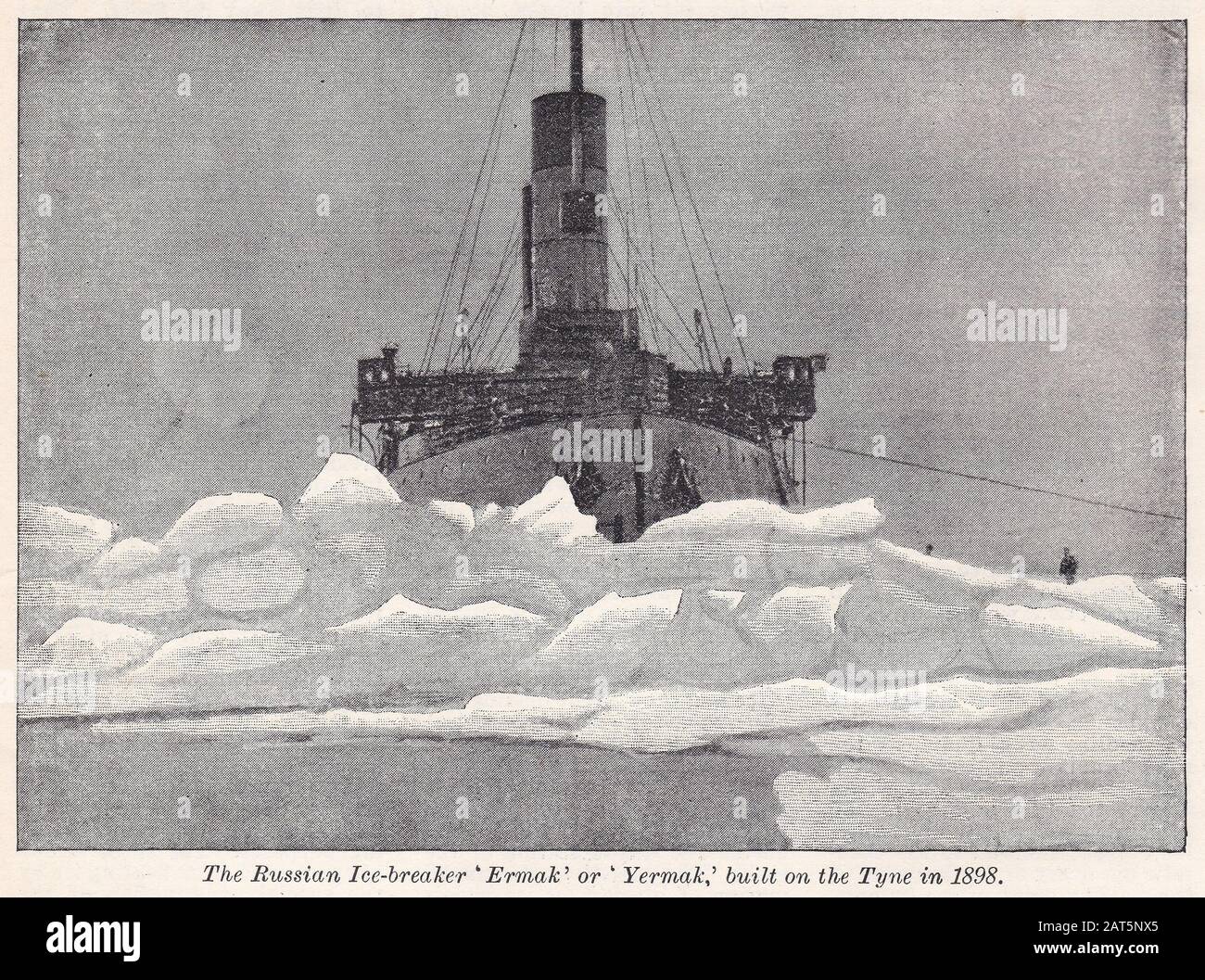 Vintage picture of The Russian Ice-Breaker Ermak or Yermak which was built on the Tyne in 1898 Stock Photo