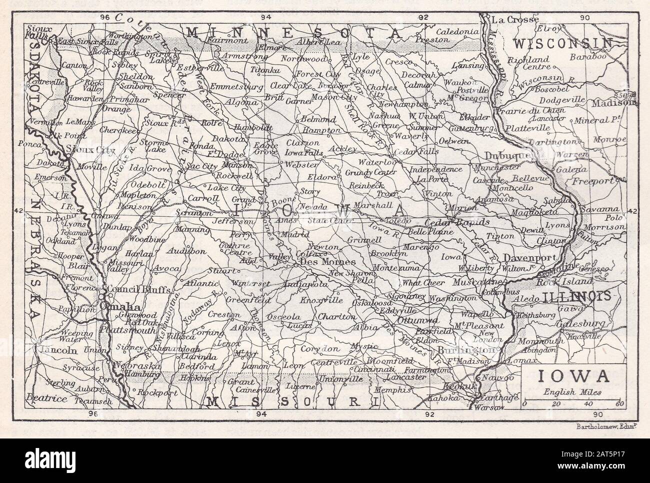 Vintage iowa map hi-res stock photography and images - Alamy