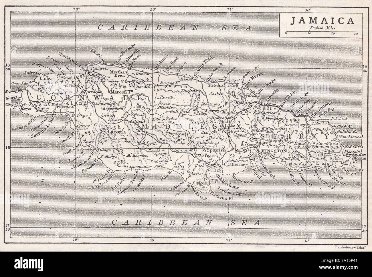 Vintage map of jamaica hi-res stock photography and images - Alamy