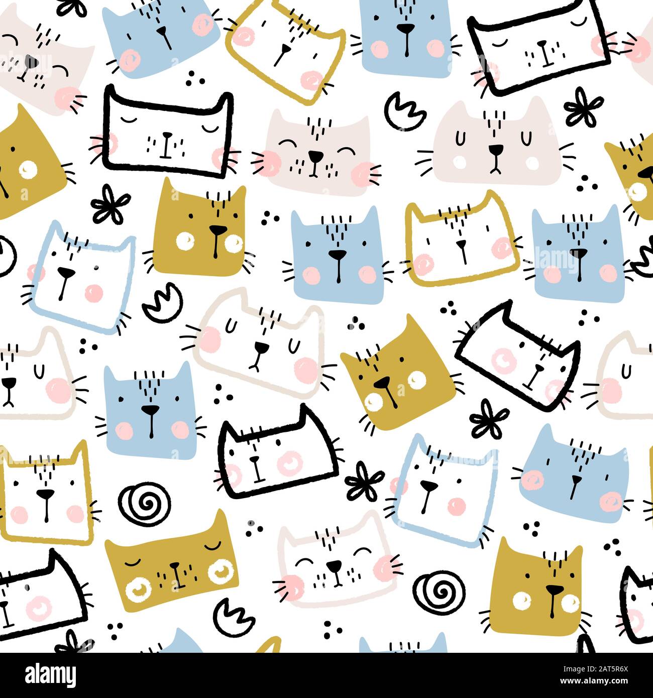Seamless childish pattern with cute funny cats Stock Vector Image & Art ...