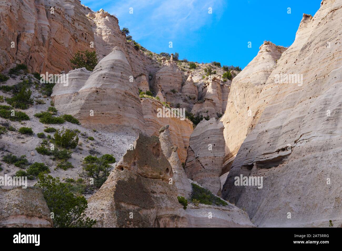 The unusual and beautiful sandstone cones and shapes of Tent Rocks National Monument. Stock Photo