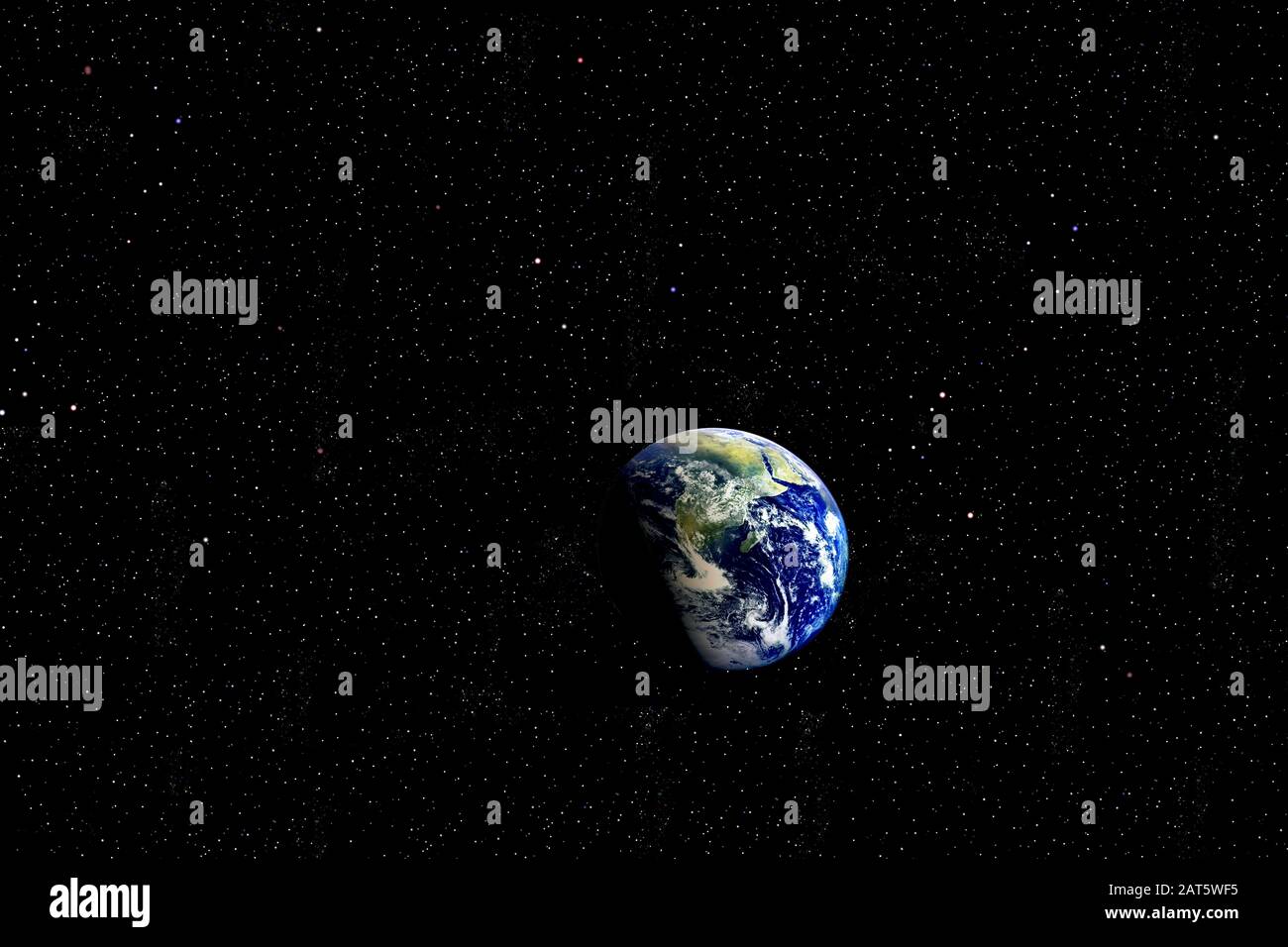 Planet earth viewed against a sea of shining stars Stock Photo