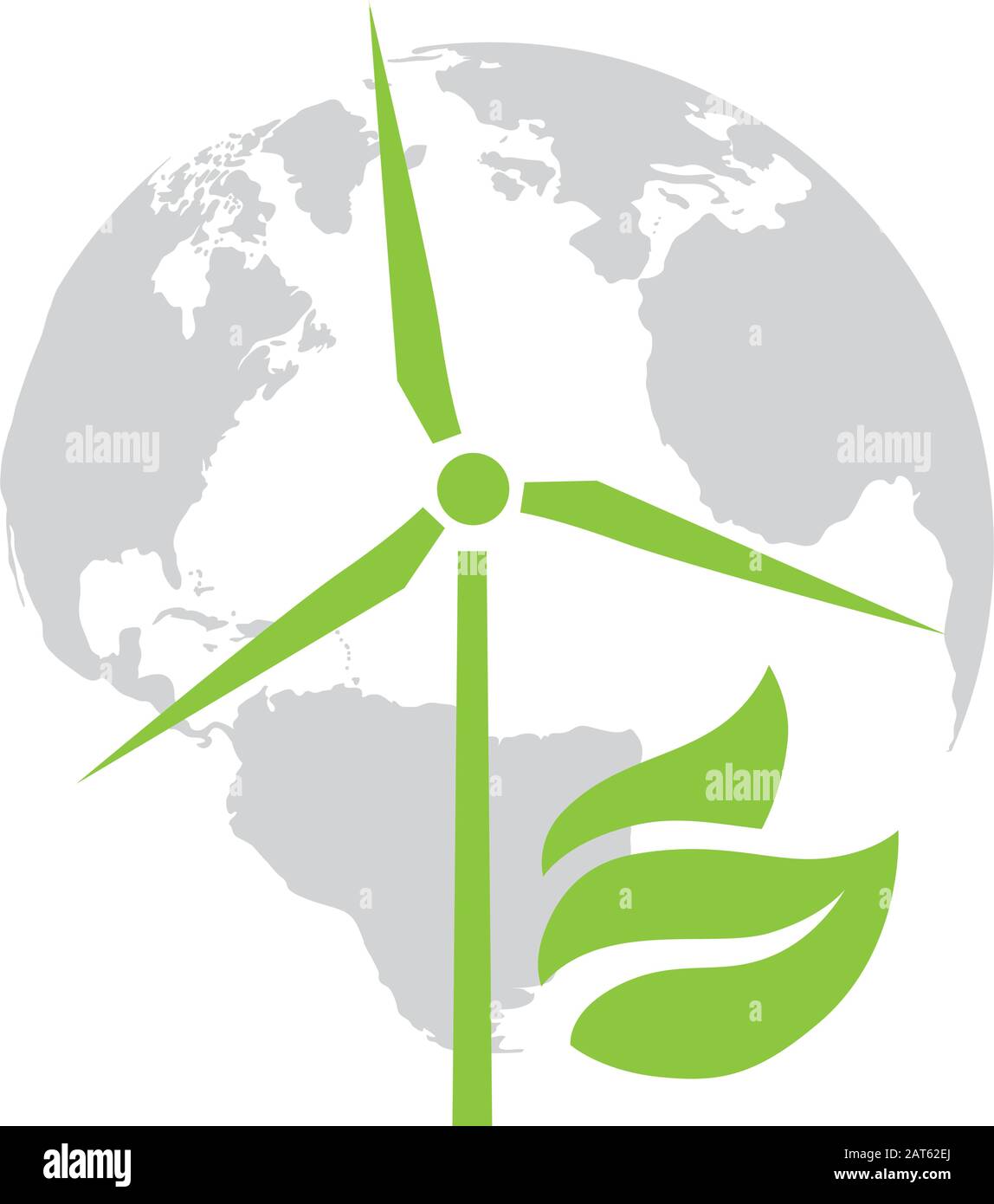 wind turbine, green leaves and planet Earth Stock Vector Image & Art ...