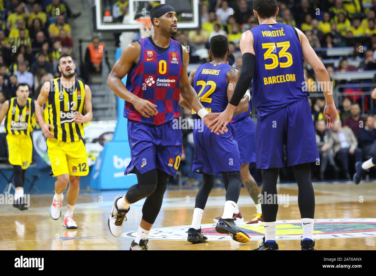 ISTANBUL / TURKEY - JANUARY 16, 2020: Brandon Davies and Nikola Mirotic  during EuroLeague 2019-20 Round 20 basketball game between Fenerbahce and  Barcelona Stock Photo - Alamy