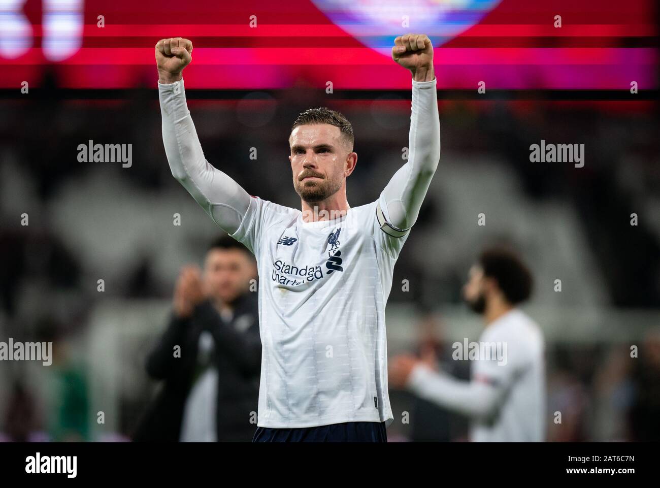 Jordan Henderson of Liverpool at full time during the Premier League match between West Ham United and Liverpool at the Olympic Park, London, England Stock Photo