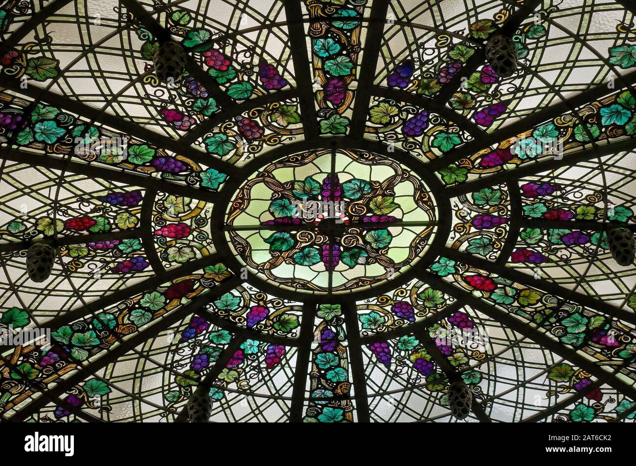 TORONTO, CANADA 06 20 2016 Part of stainedglass dome of Casa Loma