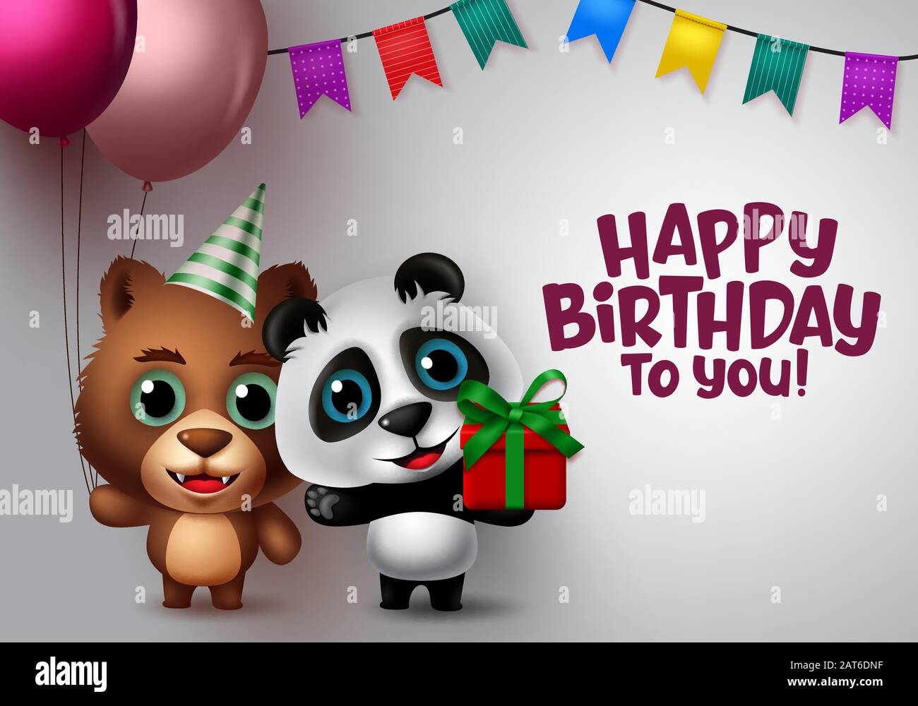 Happy birthday vector animal kids party. Happy birthday greeting text with panda and bear kids animal characters standing and holding balloons, party Stock Vector Image & Art - Alamy Happy birthday vector animal kids party. Happy birthday greeting text with panda and bear kids animal characters standing and holding balloons, party Stock Vector Image & Art - Alamy