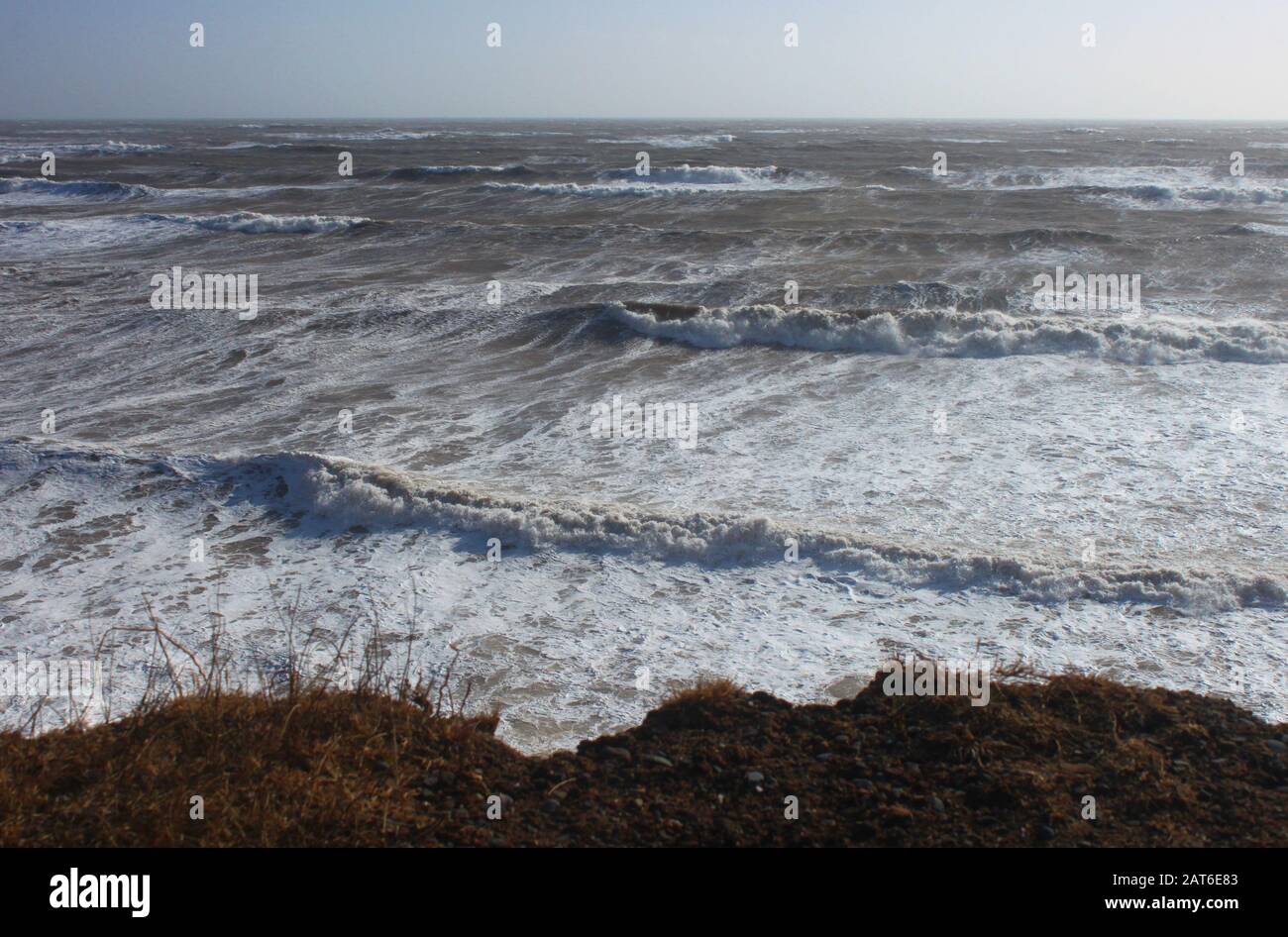 Winter water, wind and waves, Seaforth Nova Scotia. Stock Photo