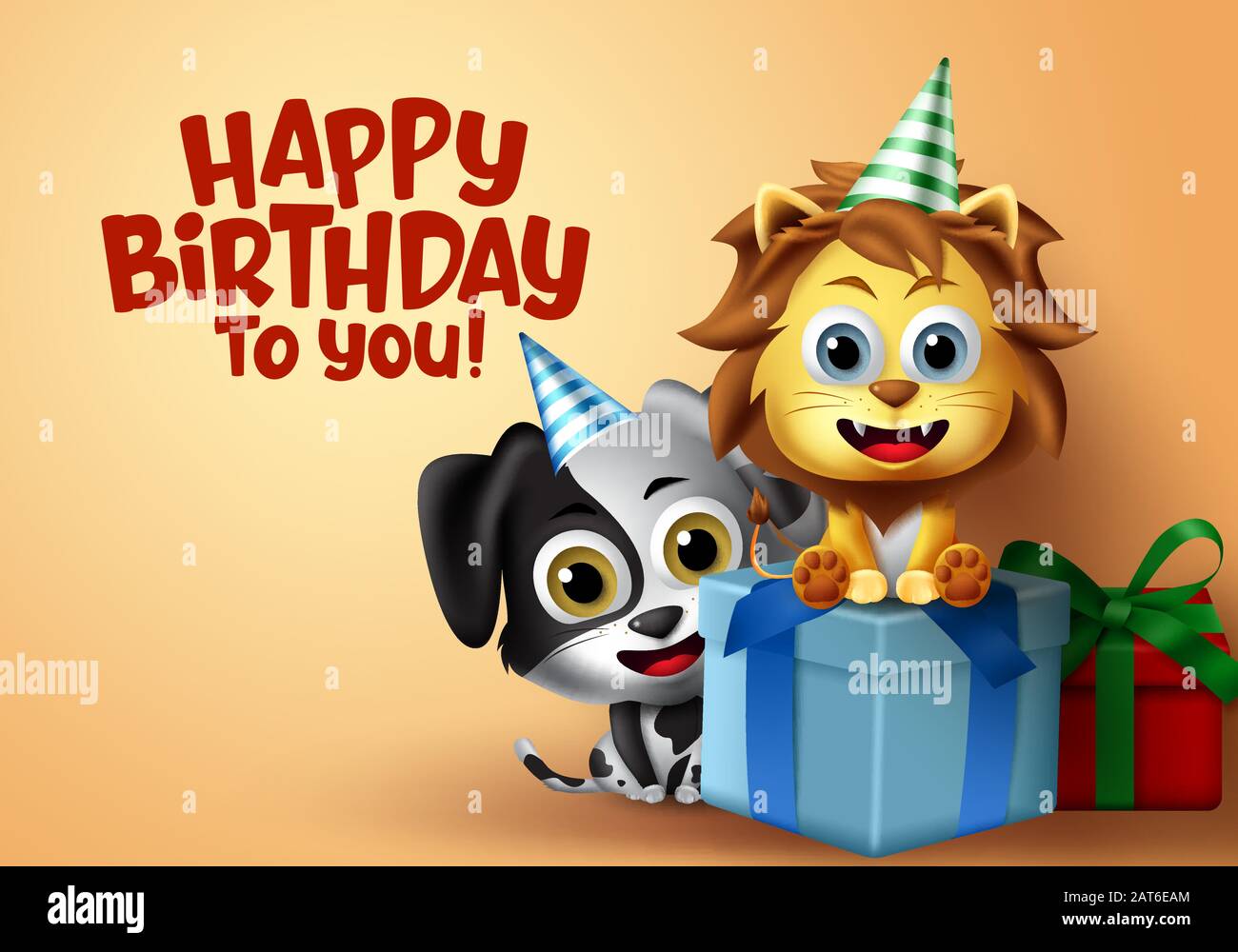 Birthday party vector kids animal characters. Happy birthday greeting text with lion and dog animal characters sitting in gifts with party hat element Stock Vector Image & Art - Alamy Birthday party vector kids animal characters. Happy birthday greeting text with lion and dog animal characters sitting in gifts with party hat element Stock Vector Image & Art - Alamy