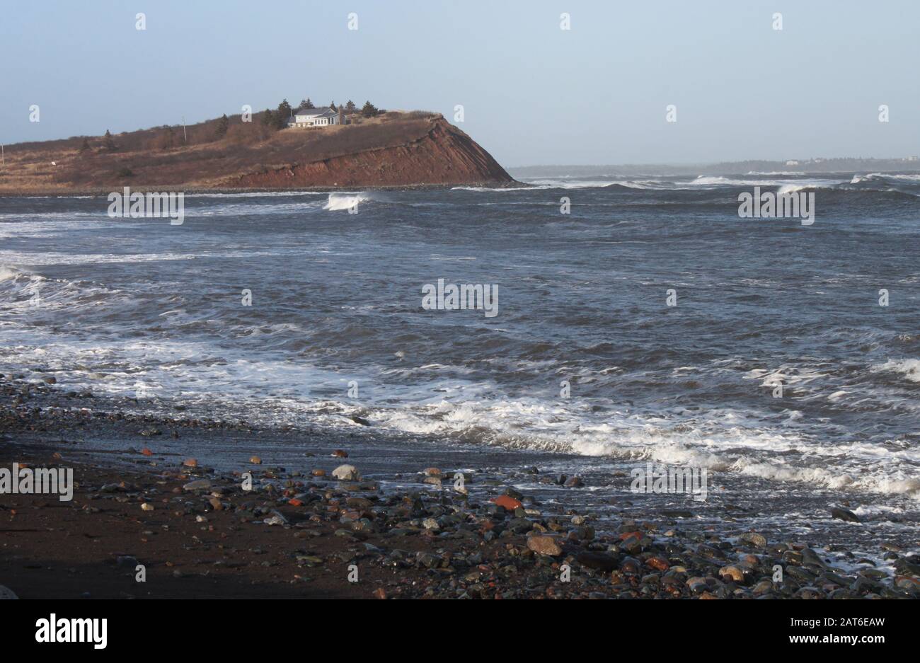 Winter water, wind and waves, Seaforth Nova Scotia. Stock Photo