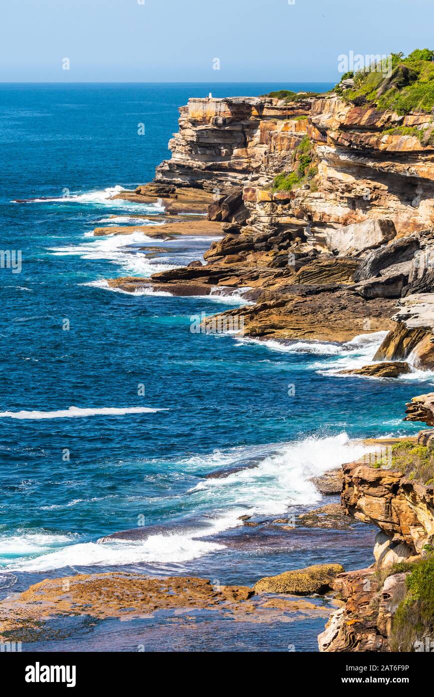 Panoramic view of coogee to bondi costal walk, Sydney Stock Photo