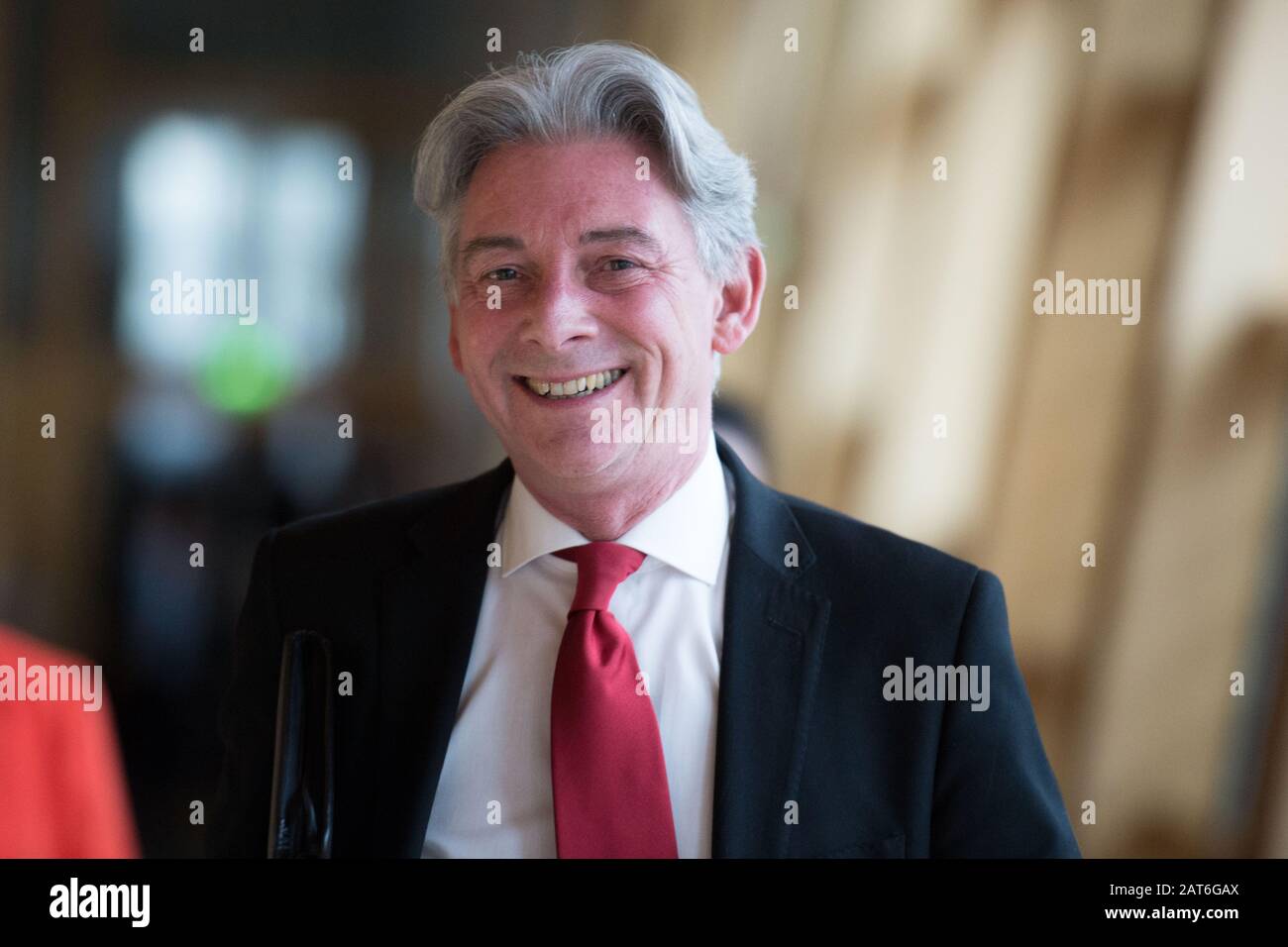 Edinburgh, UK. 30 January 2020.   Pictured: Richard Leonard MSP - Leader of the Scottish Labour Party. The last First Ministers Questions at the Scottish Parliament before the UK leaves the EU, and on the day after which Holyrood voted to hold its second independence referendum, the chamber today had some heated exchanges.  Credit: Colin Fisher/Alamy Live News. Stock Photo