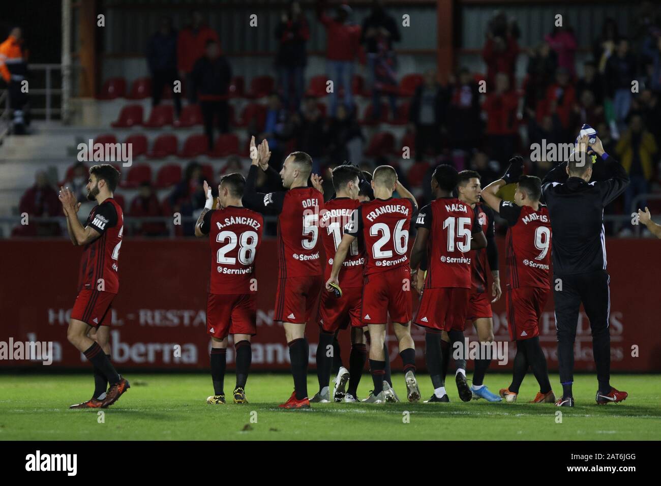 Miranda De Ebro Burgos Spain 30th Jan Mirandes Players Cheers To The Crowd And Celebrates The Victory Against Sevilla Fc The Cd Mirandes La Liga Smartbank Team Hosted Sevilla Fc For