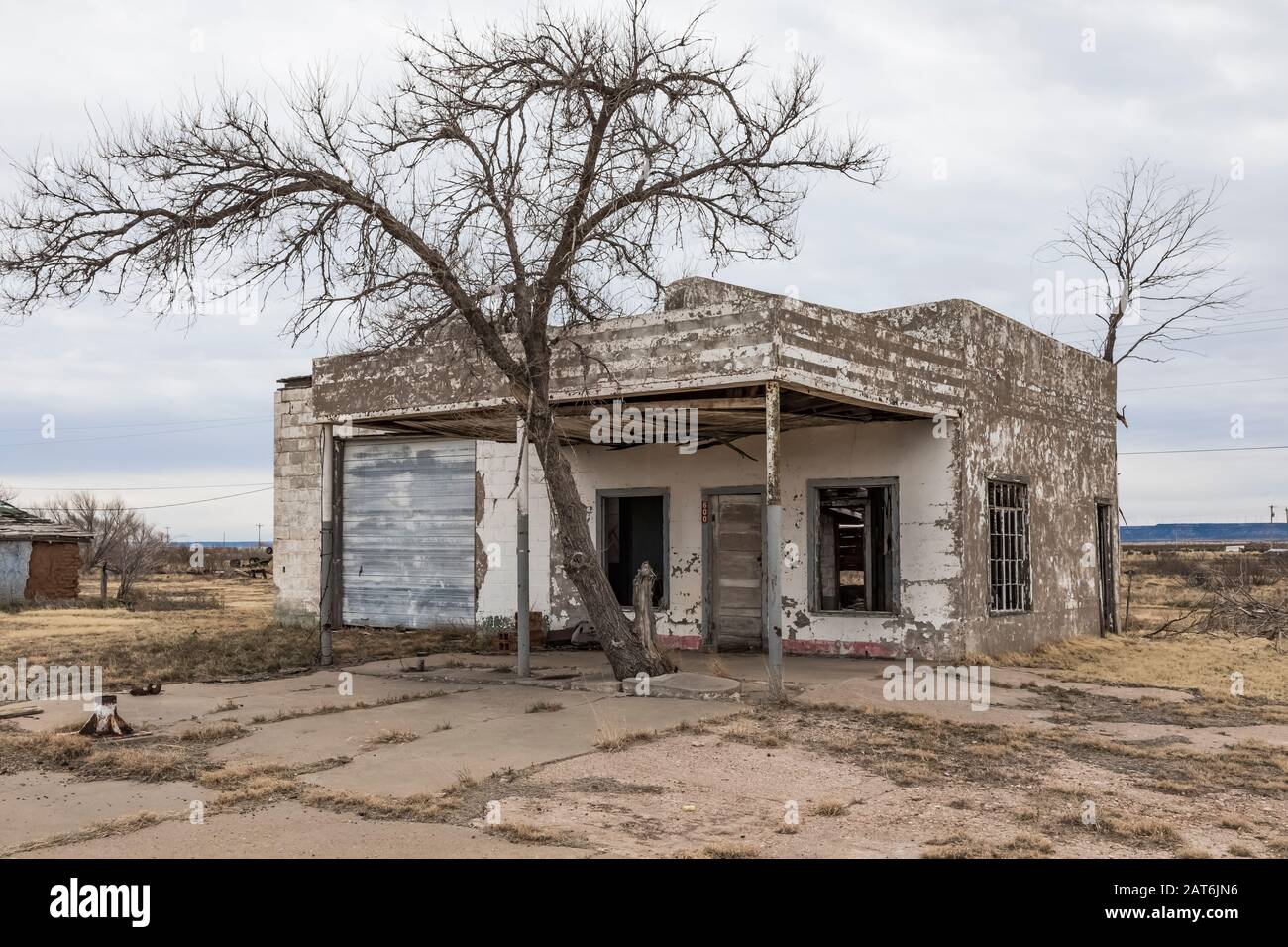 Abandoned service station along Historic Route 66 in San Jon, New