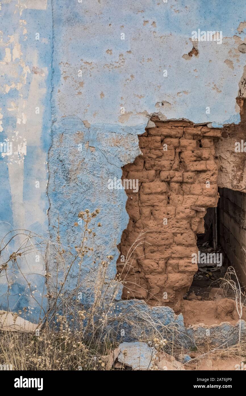 Abandoned adobe building along Historic Route 66 in San Jon, New Mexico