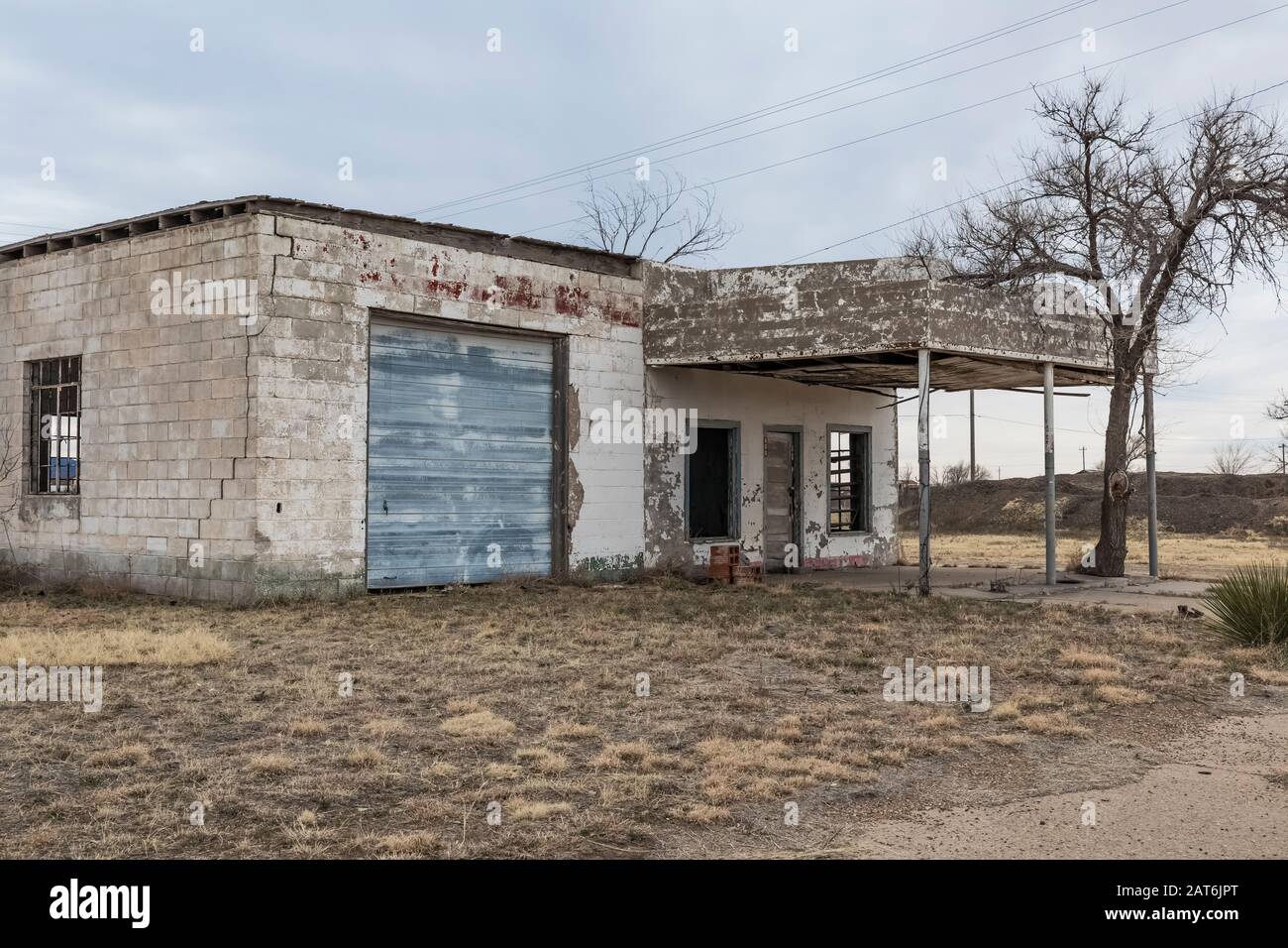 Abandoned service station along Historic Route 66 in San Jon, New
