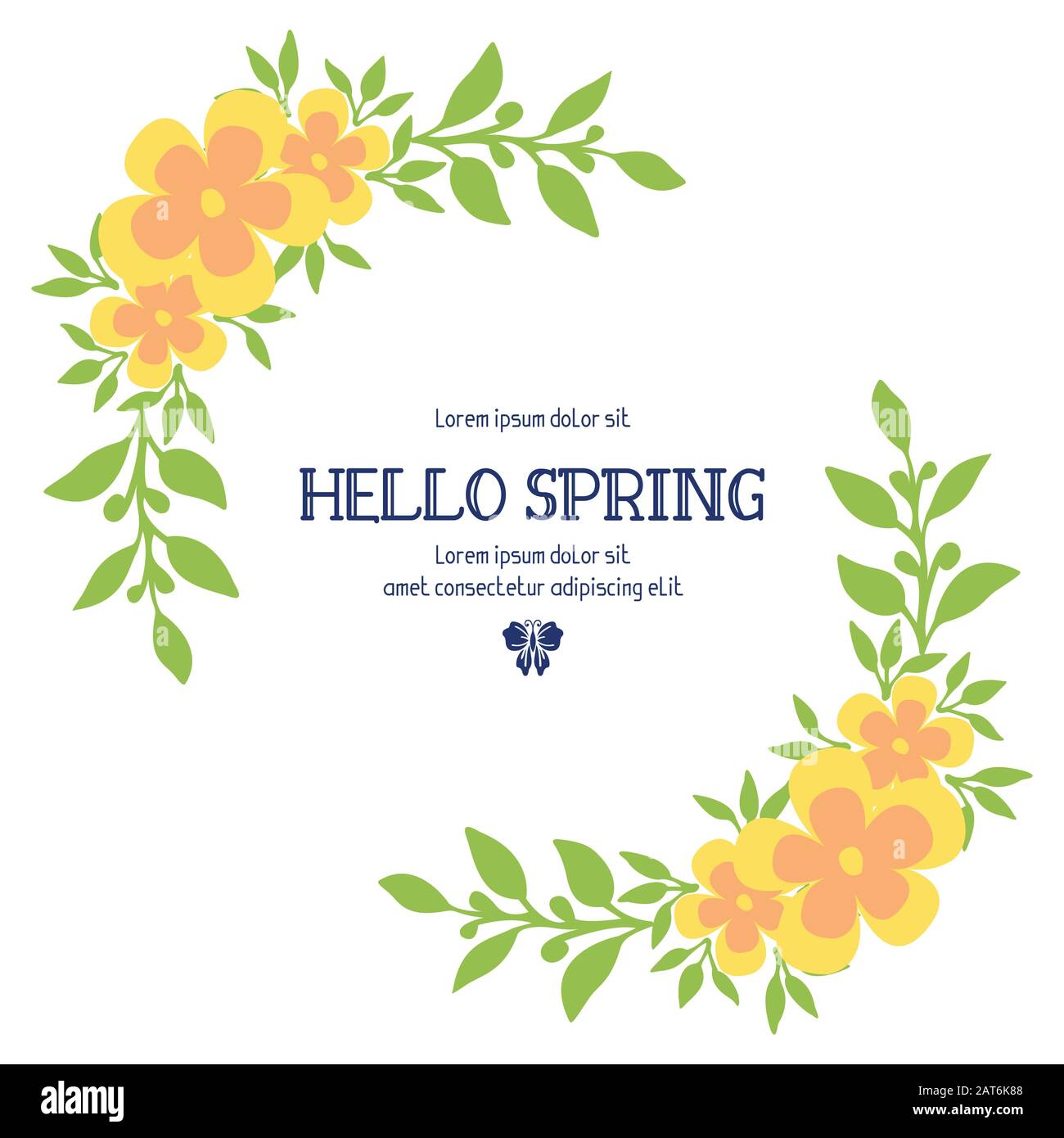Antique pattern of leaf and flower frame, for hello spring cards ...