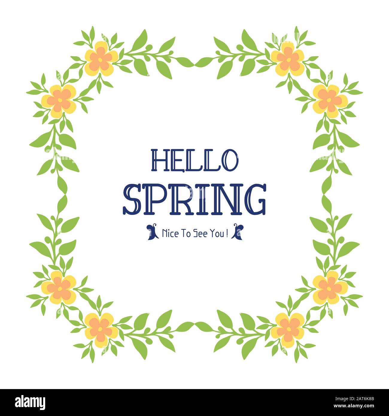 Antique pattern of leaf and flower frame, for hello spring cards ...