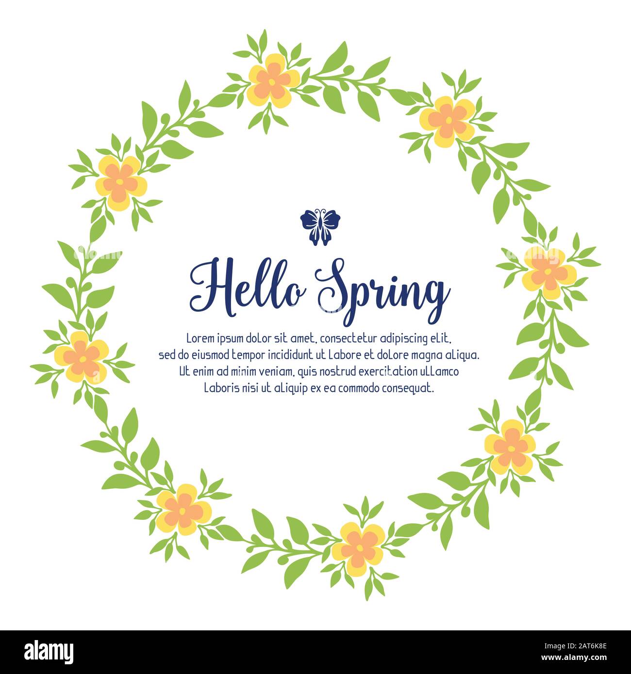 Antique pattern of leaf and flower frame, for hello spring cards ...