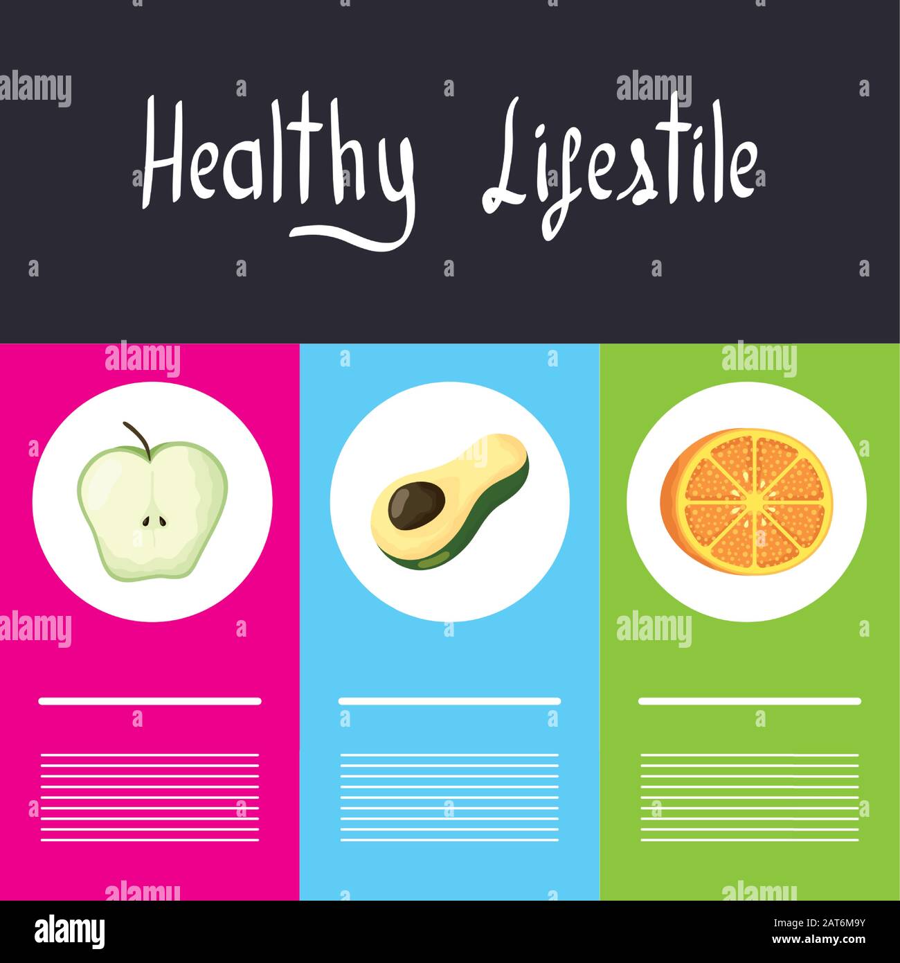 healthy lifestyle lettering with set icons Stock Vector Image & Art - Alamy