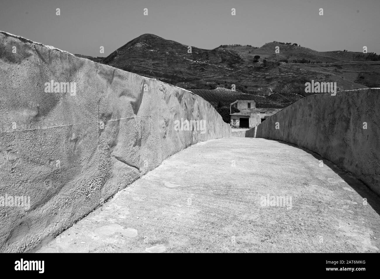 The Cretto di Burrior Cretto di Gibellina (crack of Gibellina), also known as 'The Great Cretto', is a landscape artwork undertaken by Alberto Burri . Stock Photo