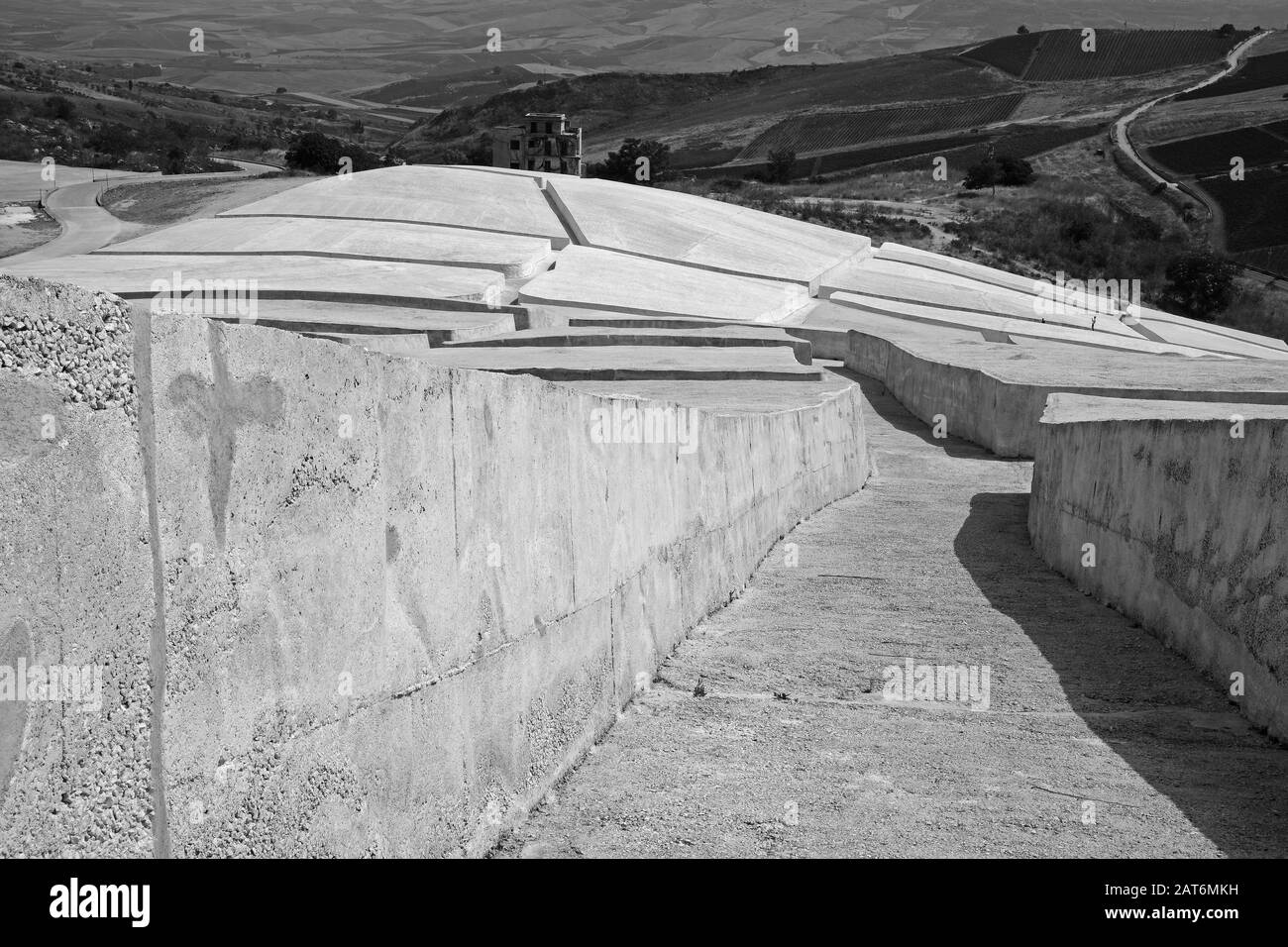 The Cretto di Burrior Cretto di Gibellina (crack of Gibellina), also known as 'The Great Cretto', is a landscape artwork undertaken by Alberto Burri . Stock Photo