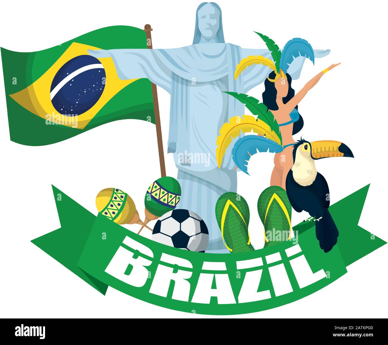 brazil carnival poster with lettering and set icons Stock Vector Image ...