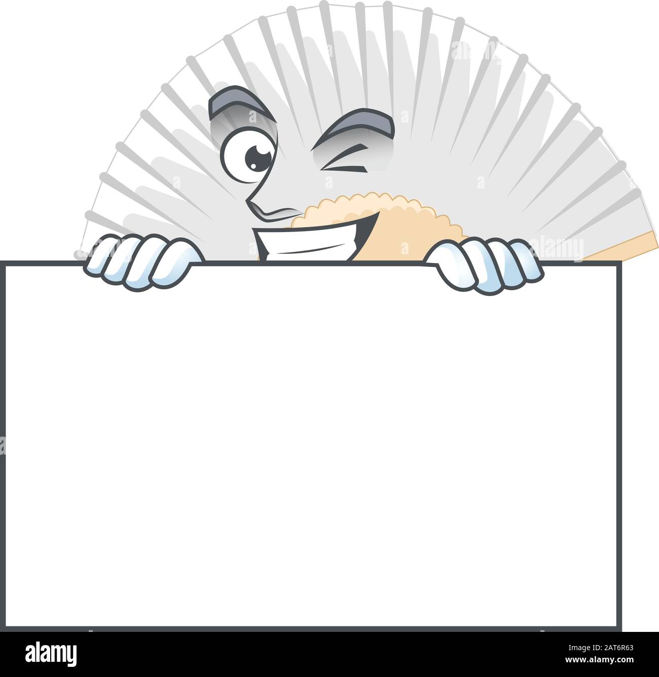 Grinning face white chinese folding fan cartoon character style hides ...