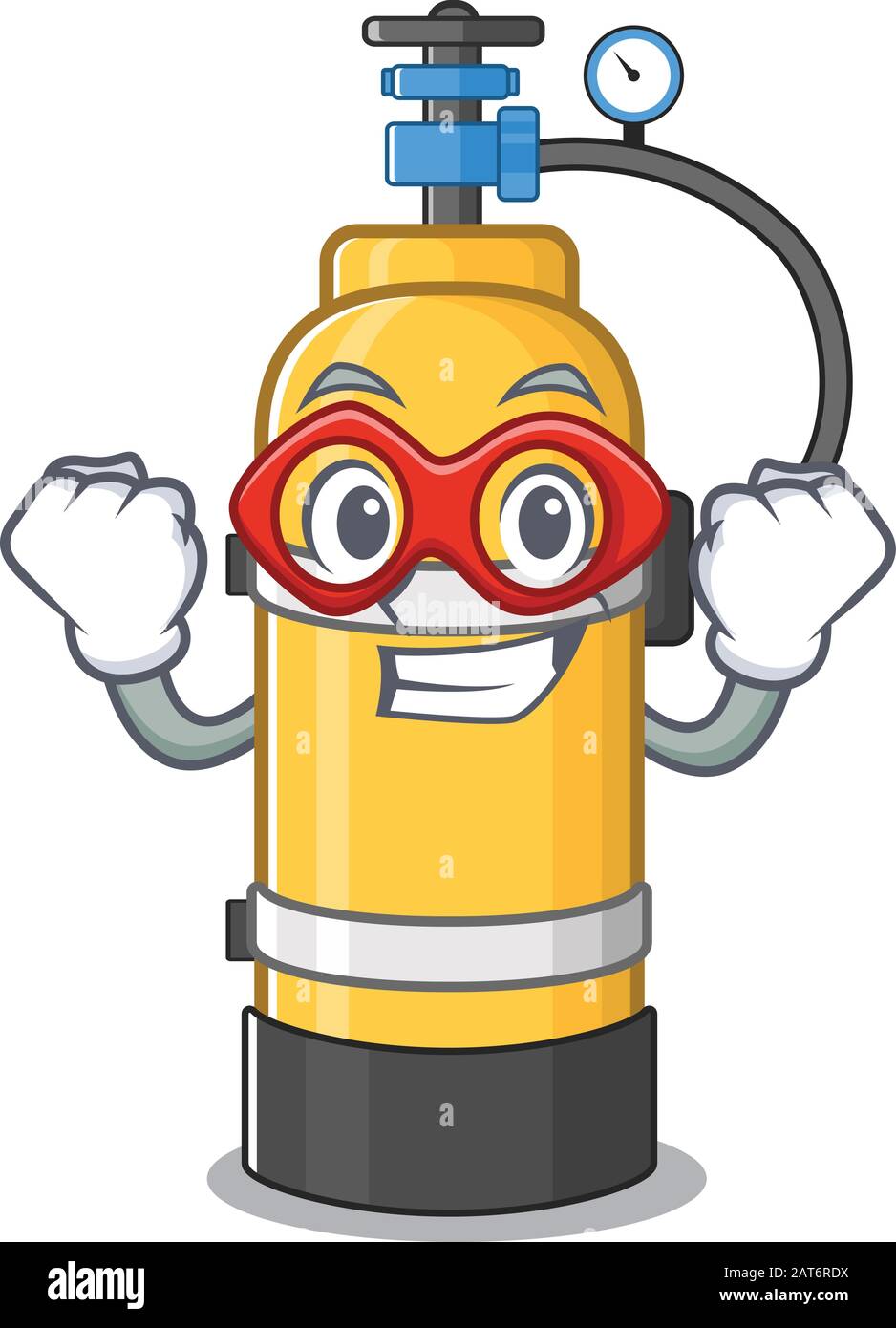 Smiley mascot of oxygen cylinder dressed as a Super hero Stock Vector
