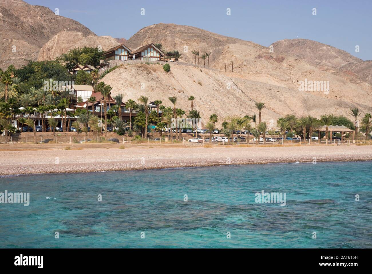 Eilat Mountains and the Red Sea at Coral Beach in Eilat on the Gulf of Aqaba, Israel Stock Photo