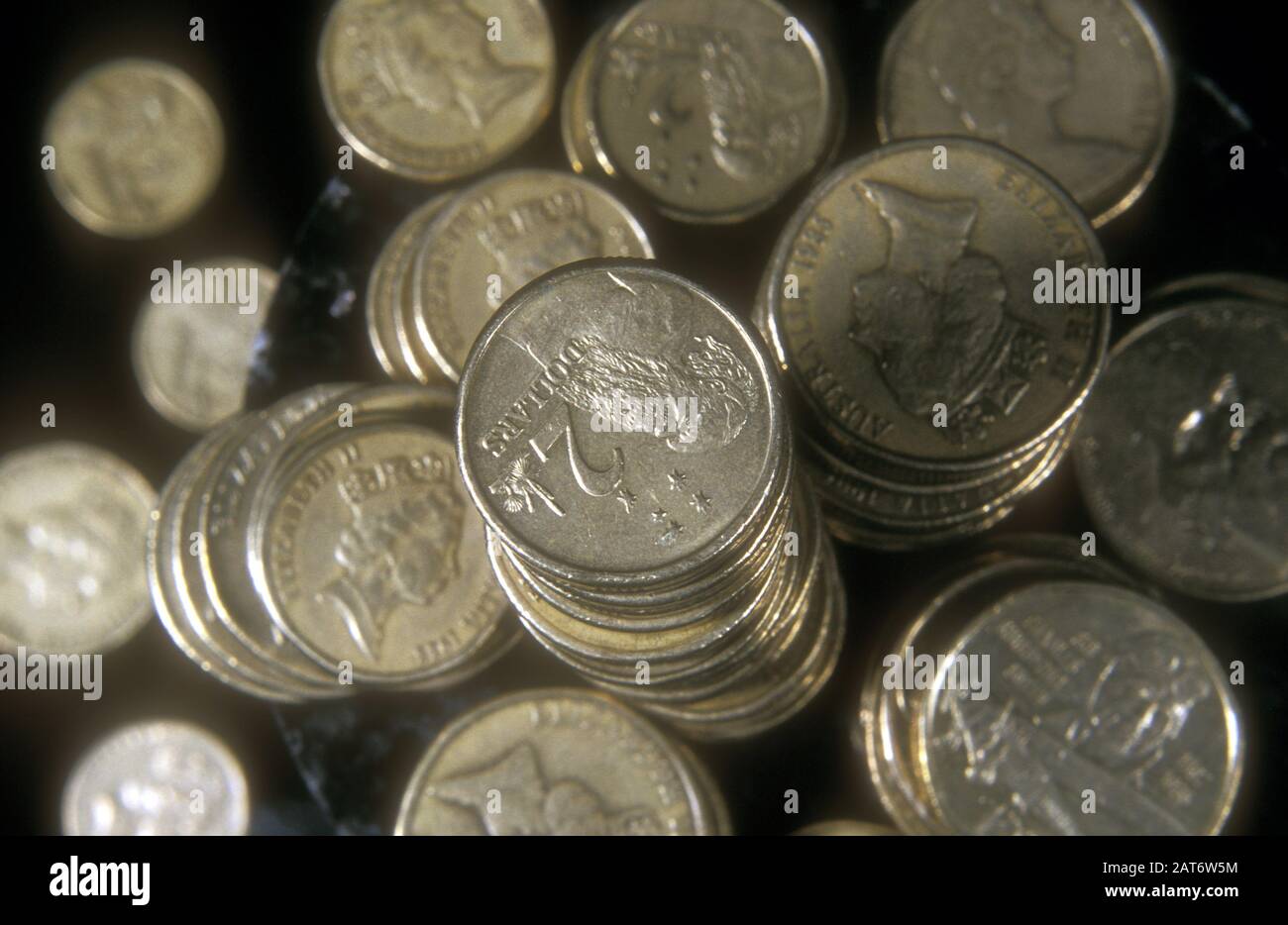 SMALL PILES OF AUSTRALIAN TWO DOLLAR COINS Stock Photo Alamy