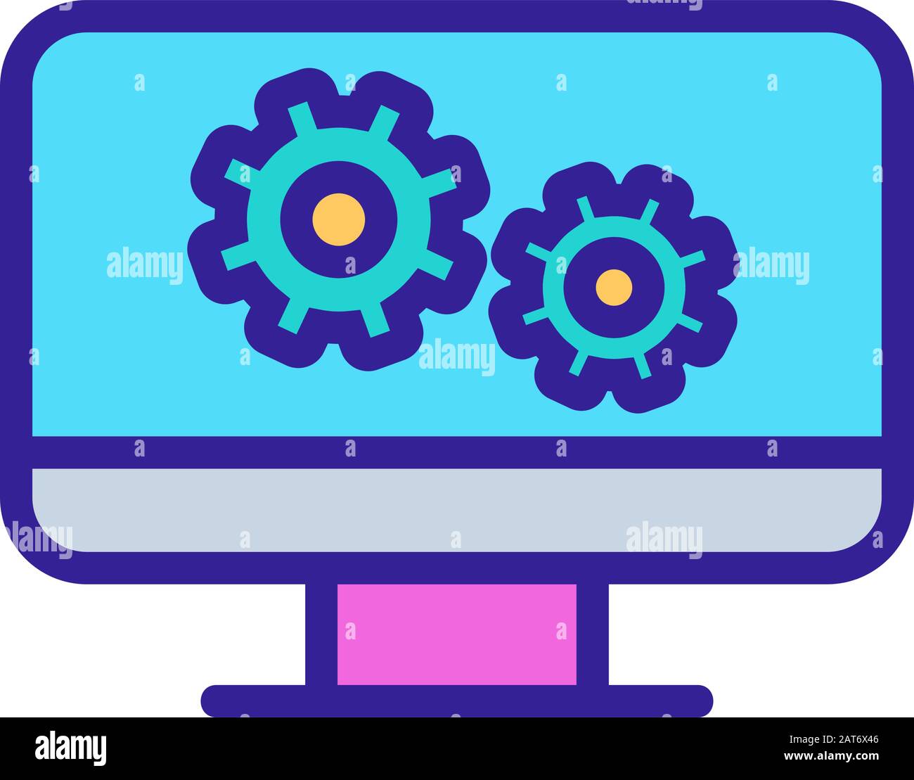 Settings computer icon vector. Isolated contour symbol illustration ...