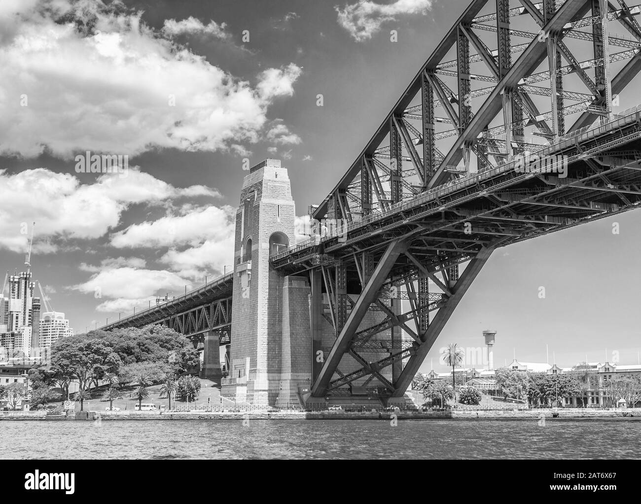 Skyline of Sydney in black and white, Australia. Stock Photo